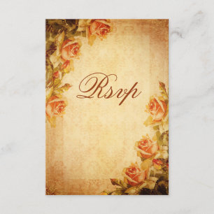 Vintage Damask Shabby Chic Peach Roses RSVP Card