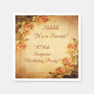 Vintage Damask Shabby Chic Peach Roses Serviettes Napkin
