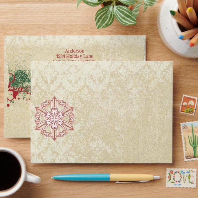 Vintage Damask Snowflake Envelopes (Desk)