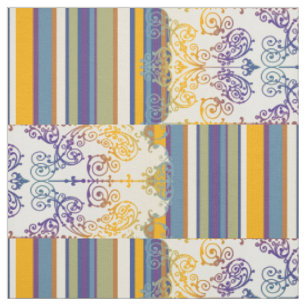 Vintage Damask Stripes coloured II + your idea Fabric