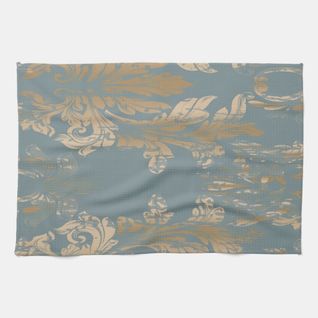  Vintage Damask , Swirls Bath  Tea Towel (Horizontal)