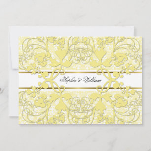 Vintage Damask Swirls Lace Elegant Wedding Invite