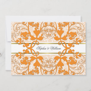 Vintage Damask Swirls Lace Elegant Wedding Invite