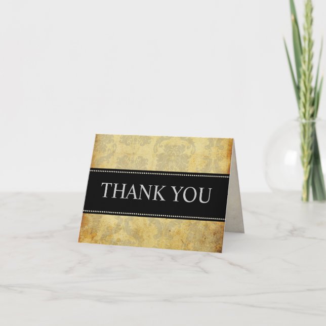 Vintage Damask Thank You Note Cards (Front)