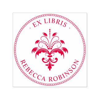 Vintage Damask & Typography | Custom Ex Libris Self-inking Stamp