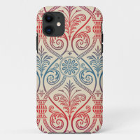 Vintage Damask Wallpaper - blue violet red