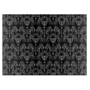 Vintage Damask Wallpaper - white + your backgr. Cutting Board