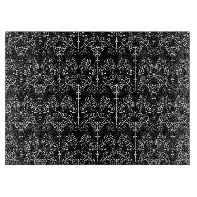 Vintage Damask Wallpaper - white + your backgr. Cutting Board (Front)