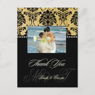 Vintage Damask Wedding Thank You Photo postcards, Postcard