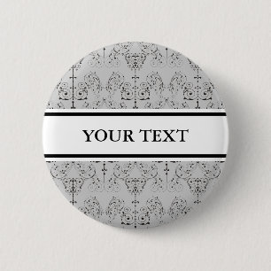 Vintage Damasks Wallpaper - black + your backgr. 6 Cm Round Badge