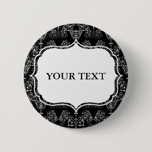 Vintage Damasks Wallpaper - white + your backgr. 6 Cm Round Badge