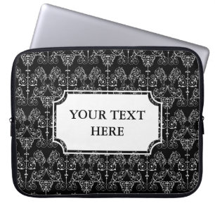 Vintage Damasks Wallpaper - white + your backgr. Laptop Sleeve