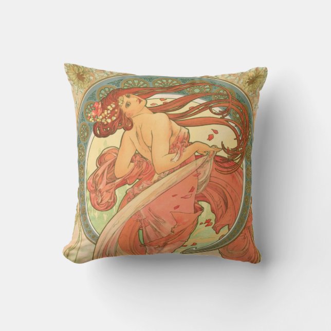 Vintage Dance by Alphonse Mucha Cushion (Front)
