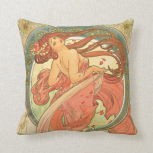 Vintage Dance by Alphonse Mucha Cushion