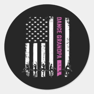 Vintage Dance Grandpa Flag Usa Love Dancer_dancing Classic Round Sticker