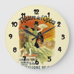 Vintage Dance Hall Carnaval Poster Art Large Clock