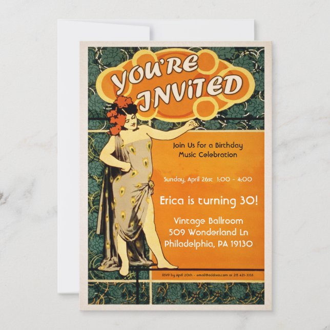 Vintage Dance Style Party Invitation (Front)