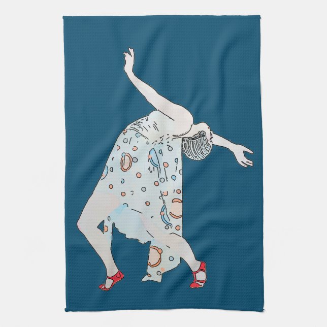 Vintage Dancer, add text Tea Towel (Vertical)