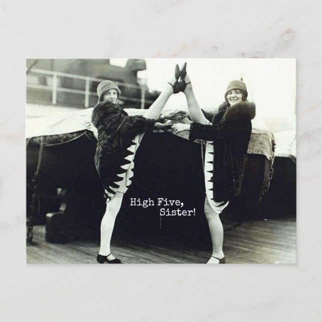 Vintage Dancer High Five Congratulations Postcard (Front)