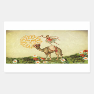 Vintage Dancer on a Camel Rectangular Sticker