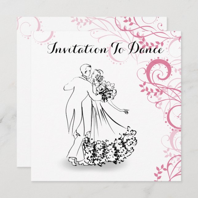 Vintage Dancing Couple Illustration Invitation (Front/Back)
