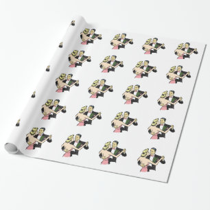 vintage dancing couple wrapping paper