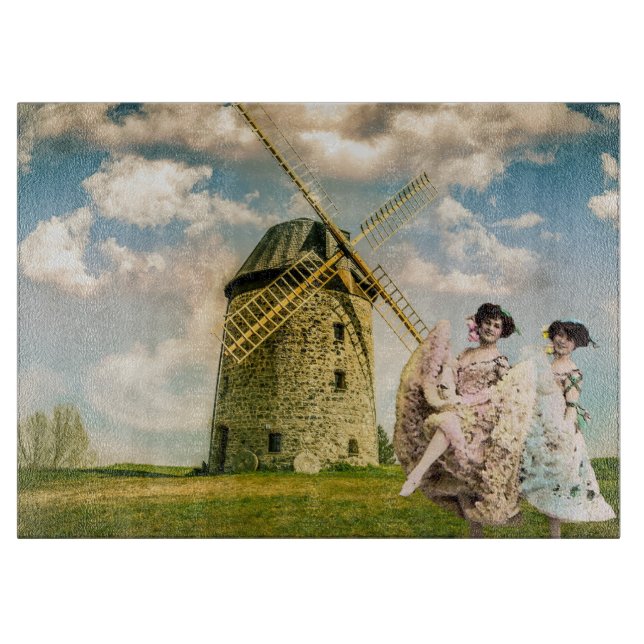 Vintage Dancing Flower Girls and Windmill  Cutting Board (Front)