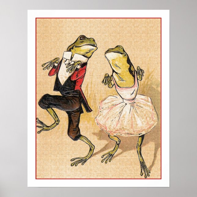Vintage Dancing Frogs Poster (Front)