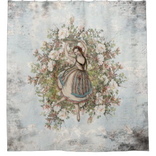 Vintage Dancing Gypsy Floral Mix and Match Shower Curtain