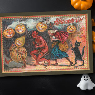 Vintage Dancing Halloween Witch, Pumpkins, Devil Tissue Paper