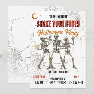 Vintage Dancing Skeleton Halloween Invitation