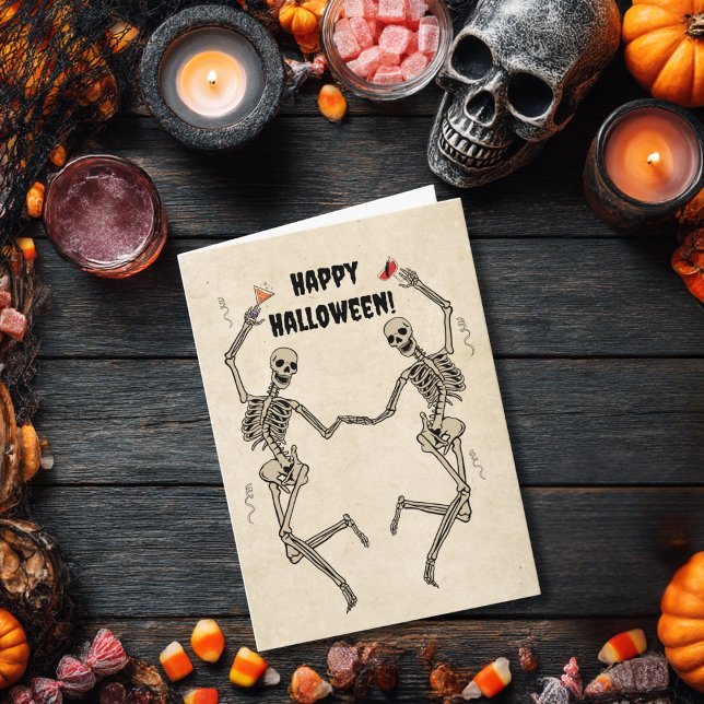 Vintage Dancing Skeleton Spooky Gothic Card (Creator Uploaded)