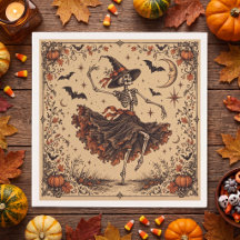 Vintage Dancing Skeleton Spooky Night Halloween