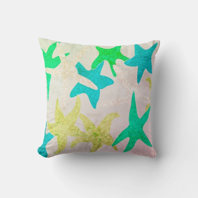 Vintage Dancing Starfish Throw Pillow (Front)