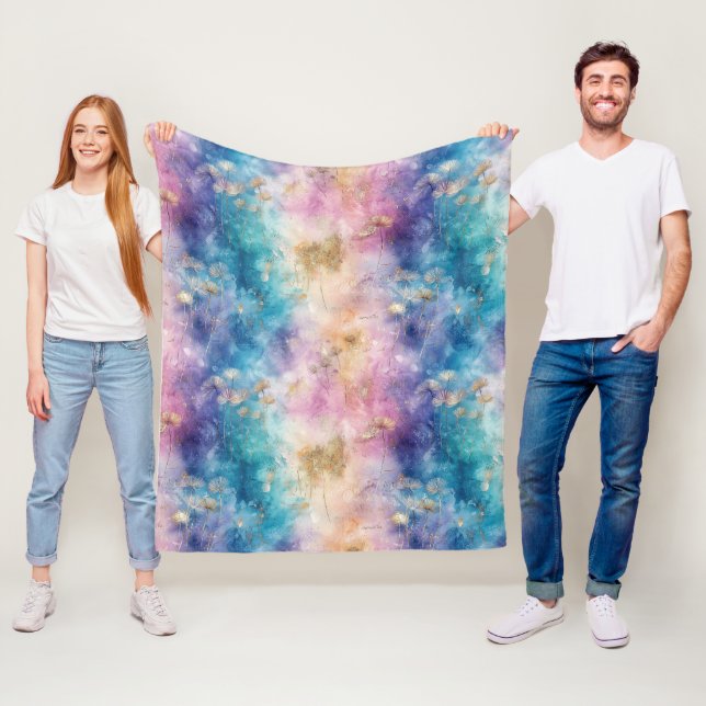 Vintage Dandelion Abstract Pattern (2) Fleece Blanket (In Situ)