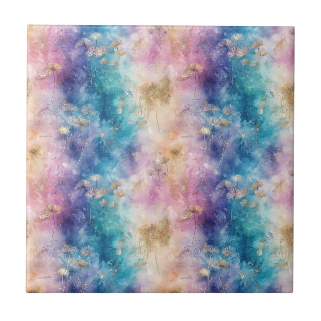 Vintage Dandelion Abstract Pattern (2) Tile (Front)