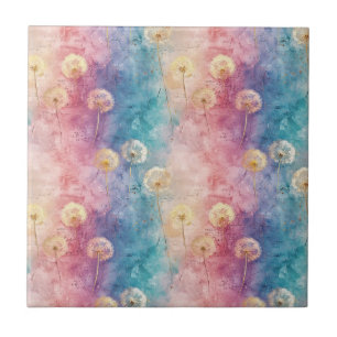 Vintage Dandelion Abstract Pattern (3) Tile
