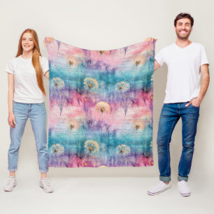 Vintage Dandelion Abstract Pattern (6) Fleece Blanket