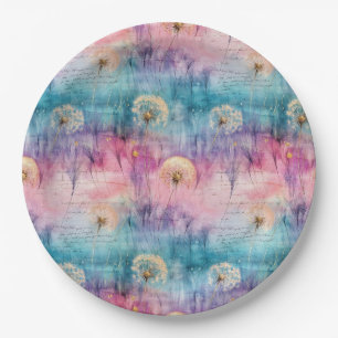 Vintage Dandelion Abstract Pattern (6) Paper Plate