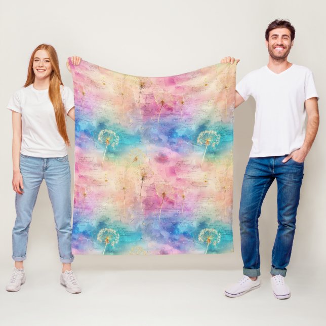 Vintage Dandelion Abstract Pattern (7) Fleece Blanket (In Situ)