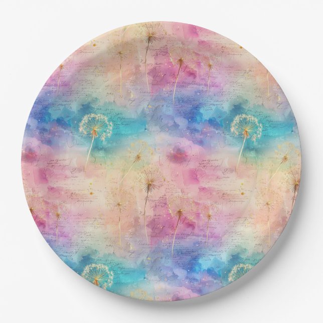 Vintage Dandelion Abstract Pattern (7) Paper Plate (Front)