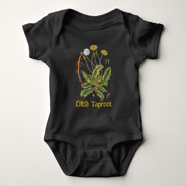 Vintage Dandelion Illustration Baby Bodysuit (Front)