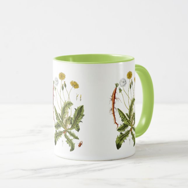 Vintage Dandelion Illustration Mug (Front Right)