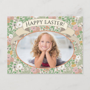 Vintage Dandelion Pansies Busy Bees Spring Photo Postcard