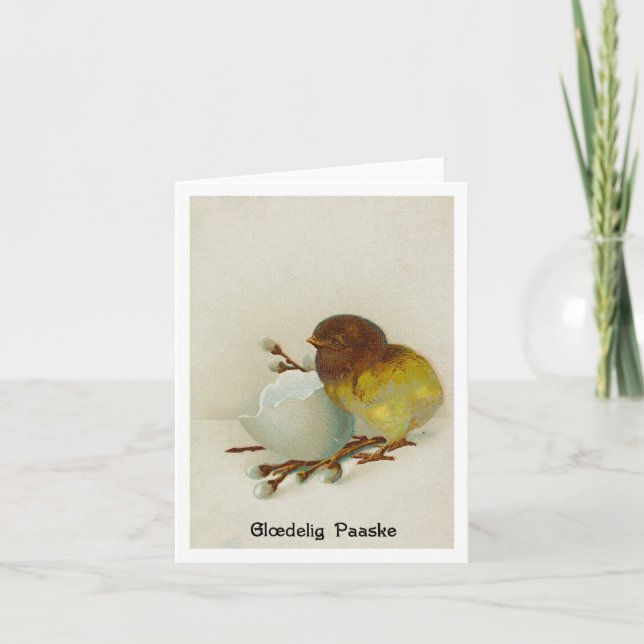 Vintage Danish Chick Easter Card - Glædelig Paaske (Front)