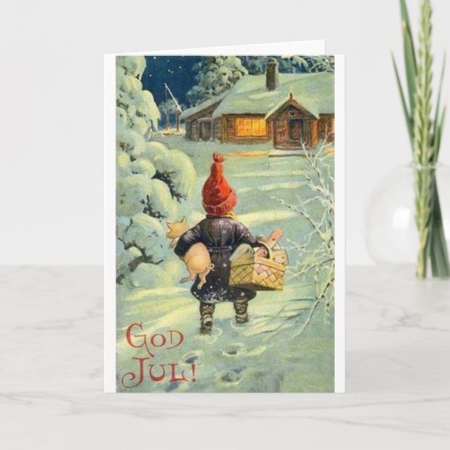 Vintage Danish / Norwegian God Jul Christmas Card (Front)
