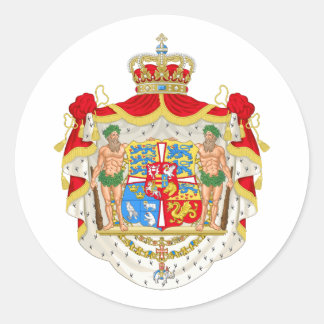 Vintage Danish Royal Coat of Arms of Denmark Classic Round Sticker
