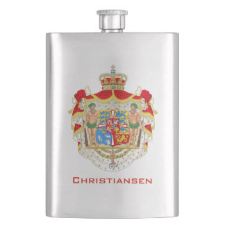 Vintage Danish Royal Coat of Arms of Denmark Hip Flask