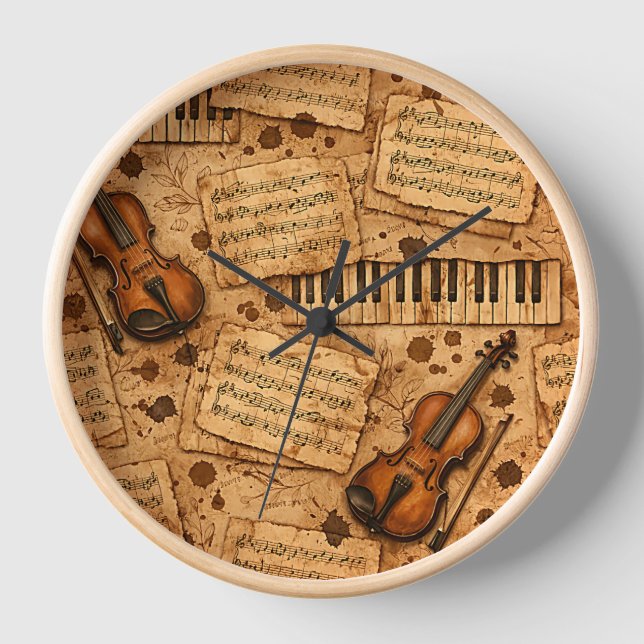 Vintage Dark Academia Aesthetic Patterns Clock (Front)