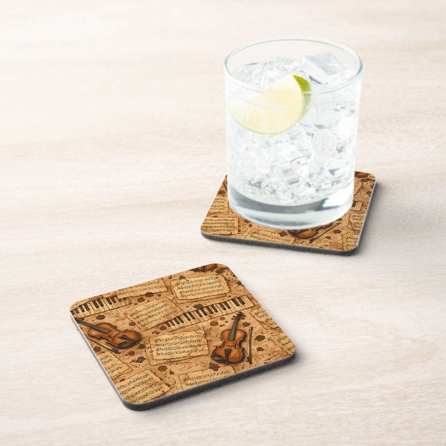 Vintage Dark Academia Aesthetic Patterns Coaster (Right Side)